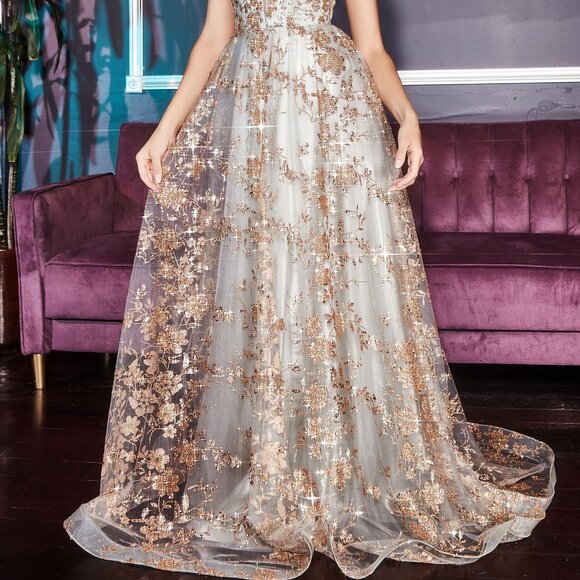 GOLD/SAGE COLOR V-Neck A-Line Shape Prom PARTY EVENING FORMAL GOWN Dress CD068 - Picture 4 of 7